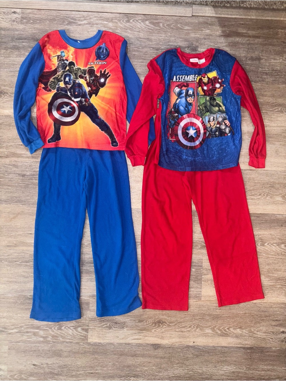 Set of 2 Marvel Captain America and Avengers Red & Blue Kids Pajama Set